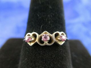 Vintage Sterling Silver Pink Ice? Heart Shaped Ring Size 8.  75