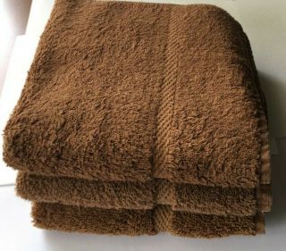Lof Ot 3 Vintage Cotton Rust Brown Hand Towels 28 " X 15 " Fieldcrest