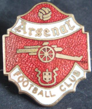 Arsenal Fc Vintage Club Crest Type Badge Brooch Pin In Gilt 22mm X 27mm