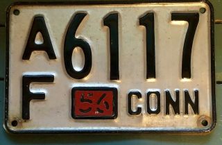 1950s Vintage Dated 1956 Connecticut License Plate Pristine