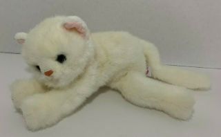 Ty Classic Crystal The White Kitty Cat Plush Pink Bow Ribbon 1996 Vintage