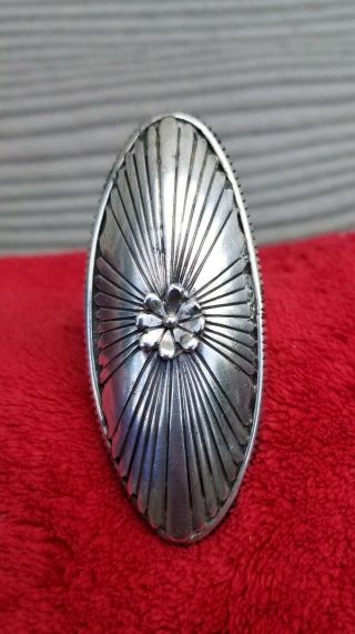 Vintage Navajo Native American Sterling Silver 925 Extra Large Flower Ring Sz 12