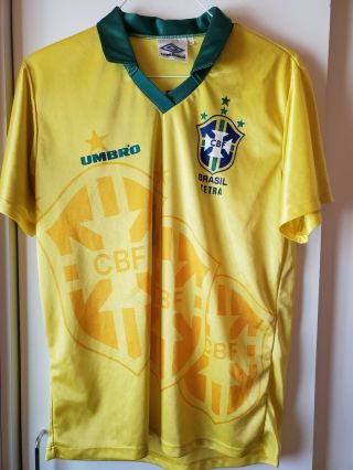 Vintage Umbro Brazil National Soccer Team Jersey 11 Romario.  Sz Large.  Football