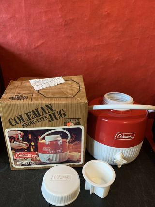 Vintage Coleman 5501b703 Snow - Lite Red 1 Gallon Jug W/cup & Box
