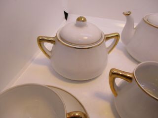 Meito China Child ' s Demitasse Tea Set Teapot Sugar Creamer Cup Saucer 20 pc VTG 3