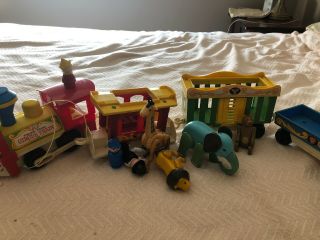 Vintage Fisher Price Little People Circus Train 991 W/ Animals & People