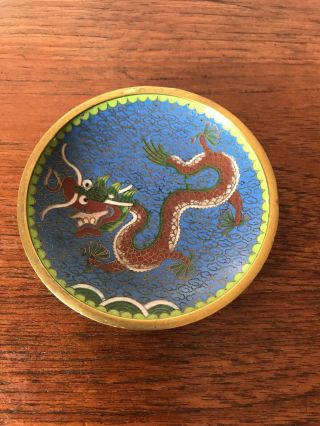 Vintage Cloisonne Pin/trinket Dish Dragon