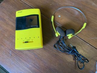 Vintage Yellow Sharp Model Jc - F3 Walkman Cassette Player From The 1980 