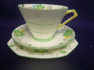 Vintage Paragon Art Deco Hand Painted Tea Cup Trio (c.  1929 - 33)