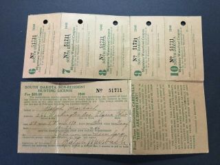 1946 South Dakota Non - Resident Hunting License