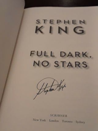 Full Dark No Stars,  Signed Stephen King,  2010.  First Edition,  First Printing 2