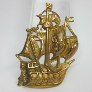 Vintage Caravel Ship Gold Tone Pin Brooch By J.  Bouissou/ Ab Arthus Bertrand