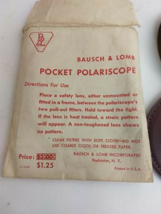 Vintage Baush & Lomb Pocket Polariscope in A - 546 3