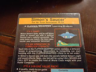 NOS TEXAS INSTRUMENTS TI - 99/4A SIMON ' S SAUCER Tape World Class Software 1984 5