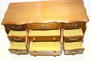 Vintage Wooden Music Box 9 Drawer Jewelry Chest Dresser Toyo Made Japan Wood 18 