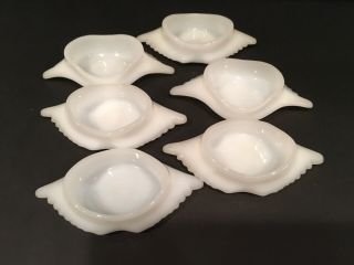 6 Glasbake Vintage Milk Glass Crab Individual Serving Dishes