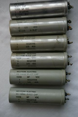 6pc Western Electric Ks - 13686 Capacitors 125uf 400v For Tube Amp 1954 1961