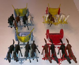 Vintage 1950’s Marx Ben Hur Playset Roman Plastic Chariots & Horses