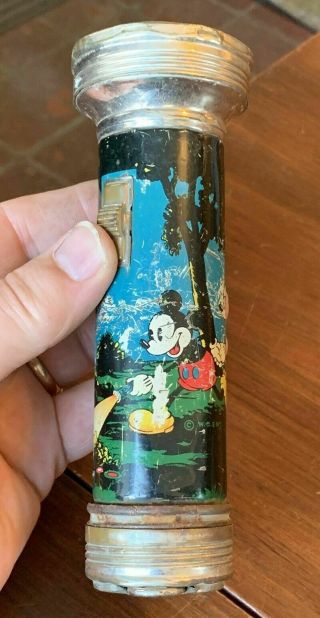 Mickey Mouse Vintage Disney Flashlight - Tin Lithographed - 1930s Wd Enterprise