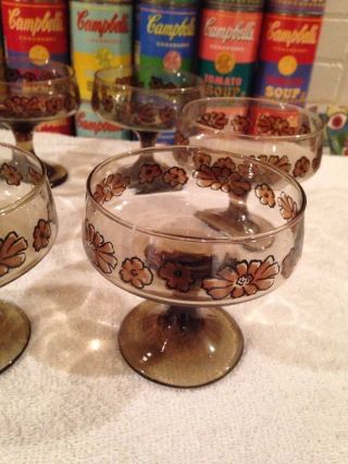 Set of 6 vintage Libbey Tawny Camellia champagne cocktail sorbet glasses 3
