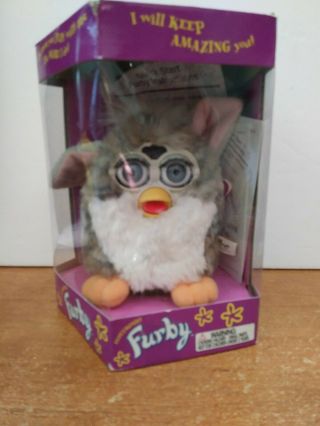 Vintage 1998 Gray & Wh Furby By Tiger Electronics Iob Model 70 - 800 Instructions