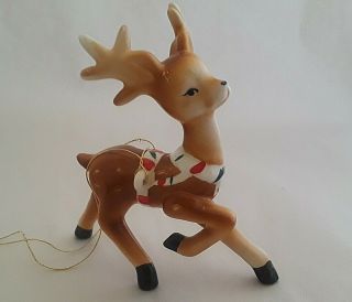 Vintage Ceramic Christmas Reindeer Figurine Made In Japan 1960 
