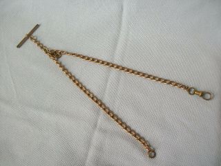 A Vintage Rolled Gold Double Albert Pocket Watch Chain.  T - Bar & Clip