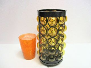 Caged Amber Glass Candle Holder Vintage 1970 