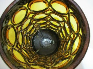 Caged Amber Glass Candle Holder Vintage 1970 ' s Tall Large 8 3/8 