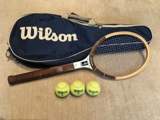 Vintage Wilson Chris Evert Autograph Wood Tennis Racquet 4 1/2 W.  Case