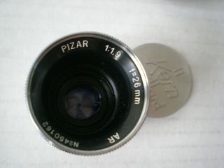 Kern Paillard Pizar 26mm F/1.  9 Ar Cine Lens With Brown Leather Case For Cameras