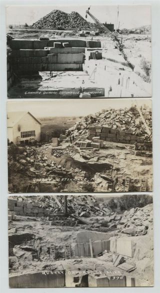 3 Vintage Quarry Ortonville Minnesota Real Photo Postcards Rppc