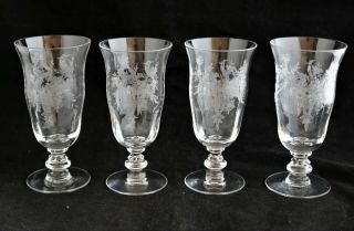 Vintage Set 4 Tiffin Persian Pheasant 17358 Juice Glasses Tumblers 5 1/8 "