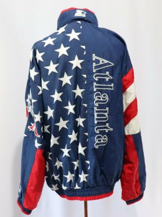 Vintage Starter Jacket Atlanta 1996 Olympics Sz L Usa Stars