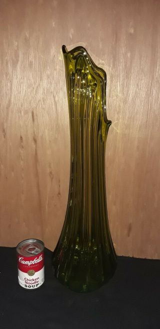 Vintage L.  E.  Smith Green Glass Vase,  22 ",