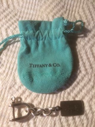 Vintage Tiffany & Co Sterling Silver Name Plate,  Shackle Key Chain