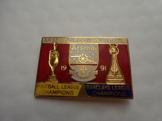 Vintage Arsenal Football League Barclays League Champions 1991 Pin Badge