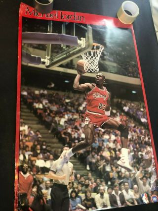Michael Jordan Vintage Dunk Poster 32 " X 21 " 1