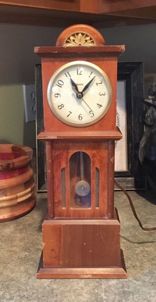 Vintage United Clock Corp.  Electric Grandfather Mantel Clock 15” Brooklyn Ny