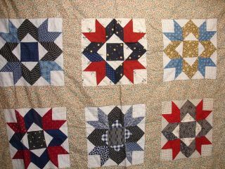 QT 3,  Vintage Quilt Top,  Crown and Star,  Hand Stitched,  76 X 66 Inches 3
