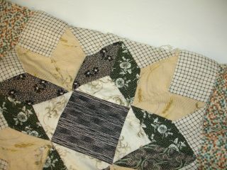 QT 3,  Vintage Quilt Top,  Crown and Star,  Hand Stitched,  76 X 66 Inches 5