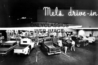 Hot Rod Mels Drive - In Diner 8x10 Photo American Graffiti Hot Rods Vintage Cars