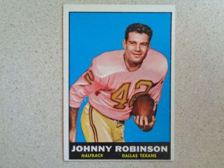 1961 Topps Johnny Robinson Rc Rookie Dallas Texans Vintage Card 139 Ex