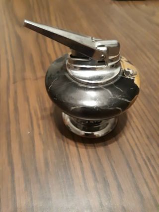 Vintage Ronson Black Marble & Silver Table Lighter