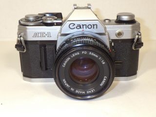 Canon Ae - 1 35 Mm Slr With Canon 50mm F/1.  8 Lens In