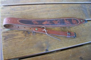 Vintage Hunter No.  27 - 131 Tooled Leather Gun/rifle Sling With 2 Qr Swivels