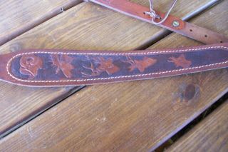 Vintage Hunter No.  27 - 131 tooled leather gun/rifle sling with 2 QR Swivels 6