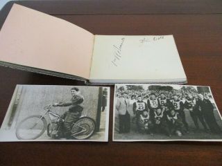 Vintage Autograph Book Motorcycle Speedway Signatures & Pics,  Inc Stan Dell A2