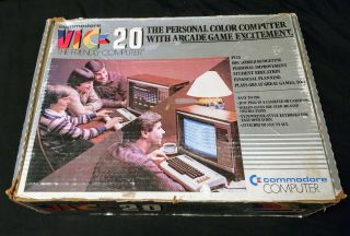 Vintage Commodore Vic 20 Color Personal Computer,  Power & Tv Cords.  Box