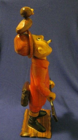 VINTAGE DUCK HUNTER HAND CARVED FIGURINE Romer - Made Italy 13.  5” 5